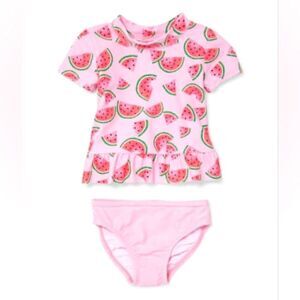 Place Watermelon Pink Swimsuit Size 9-12 Months Girl 50+ UPF NWT